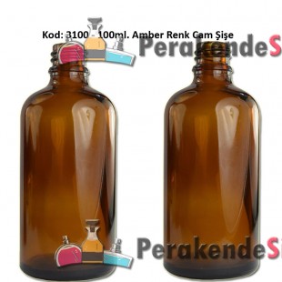 100ml Amber/Kahverengi Cam Şişe Kod:3100 