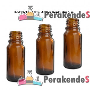 10ml. Amber/Kahverengi Cam Şişe Kod:3211 
