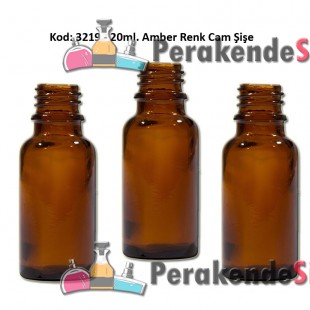 20ml Amber/Kahverengi Cam Şişe Kod:3219 