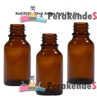 25ml Amber/Kahverengi Cam Şişe Kod:3225 