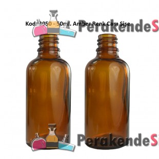 50ml Amber/Kahverengi Cam Şişe Kod:3050 