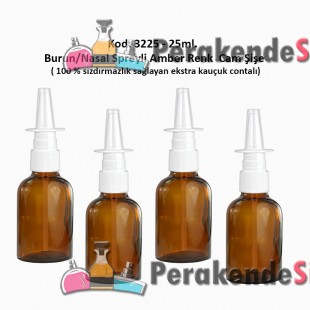 25ml. Burun Spreyli Amber Renk Cam Şişe Kod:3225 