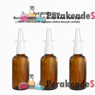30ml. Burun Spreyli Amber Renk Cam Şişe Kod: 3230