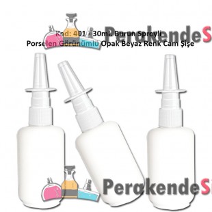 30ml. Burun Spreyli Opak Beyaz Cam Şişe Kod: 401 