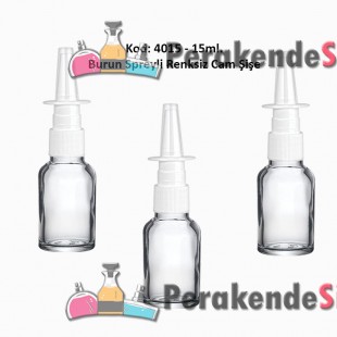 15ml. Burun Spreyli Renksiz Cam Şişe Kod 4015