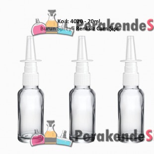 20ml. Burun Spreyli Renksiz Cam Şişe Kod 4020 