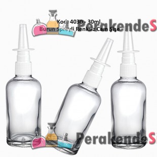 30ml. Burun Spreyli Renksiz Cam Şişe Kod: 4030 