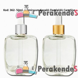Cam Pipetli Damlalıklı Kozmetik Cam Şişe 50ml Kod: 362