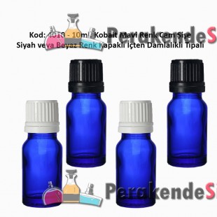 İçten Damlalıklı Tıpalı Mavi Cam Şişe 10ml Kod: 4010