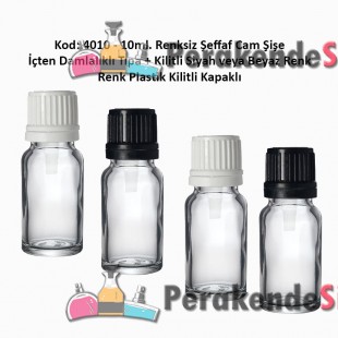 İçten Damlalıklı Tıpalı Renksiz Cam Şişe 10ml Kod: 4010