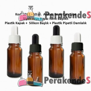 Plastik Pipetli Damlalıklı 10ml. Amber Cam Şişe Kod: 3211 
