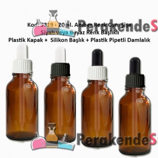 Plastik Pipetli Damlalıklı 20ml. Amber Cam Şişe Kod 3219 
