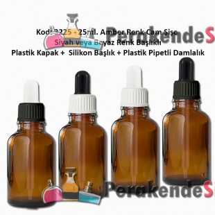 Plastik Pipetli Damlalıklı 25ml. Amber Cam Şişe Kod 3225 