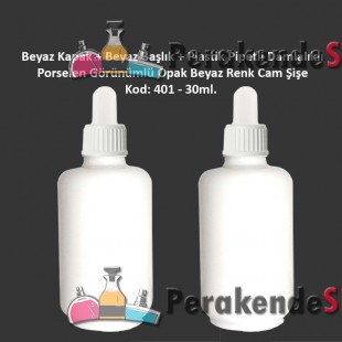 Porselen Görünümlü Beyaz Plastik Pipetli Damlalıklı Şişe 30ml Kod: 401