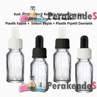 Plastik Pipetli Damlalıklı 10ml. Renksiz Cam Şişe Kod: 4010 