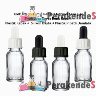 Plastik Pipetli Damlalıklı 15ml. Renksiz Cam Şişe Kod: 4015