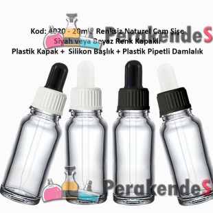 Plastik Pipetli Damlalıklı 20ml. Renksiz Cam Şişe Kod: 4020 