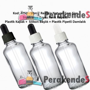 Plastik Pipetli Damlalıklı 50ml. Renksiz Cam Şişe Kod: 4050 
