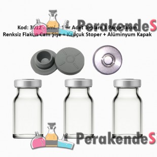 5ml. Flakon Cam Şişe + Stoper + Alüminyum Kapsül Kapak