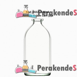 100ml. Flakon Renksiz Cam Şişe Kod: 3022 