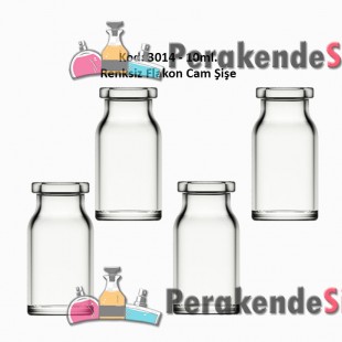 10ml. Flakon Renksiz Cam Şişe Kod: 3014