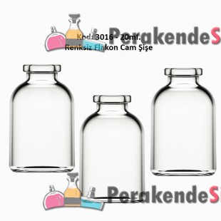 20/25ml. Flakon Renksiz Cam Şişe Kod: 3016 