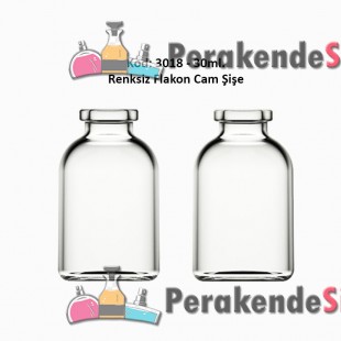 30ml. Flakon Renksiz Cam Şişe Kod: 3018 