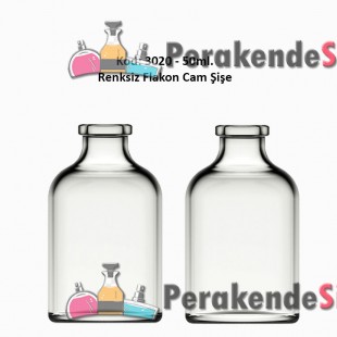 50ml. Flakon Renksiz Cam Şişe Kod: 3020 