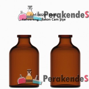 50ml. Flakon Kahverengi Cam Şişe Kod: 3020 