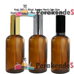 50ml. Alüminyum Spreyli Amber Cam Şişe Kod: 3050 