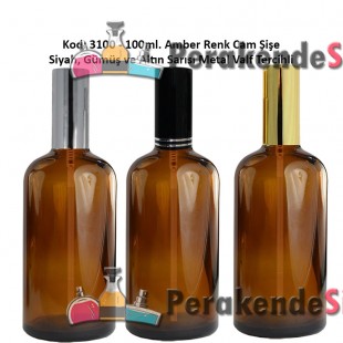 100ml. Alüminyum Spreyli Amber Cam Şişe Kod: 3100 
