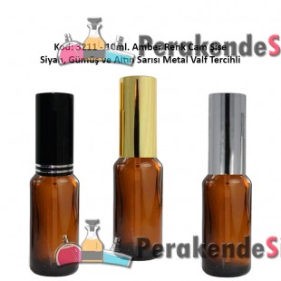 10ml. Alüminyum Spreyli Amber Cam Şişe Kod:3211