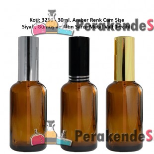 30ml. Alüminyum Spreyli Amber Cam Şişe Kod: 3230