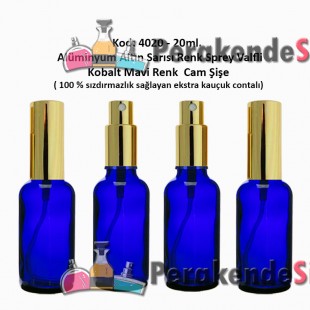 20ml. Alüminyum Spreyli Kobalt Mavi Cam Şişe Kod: 4020