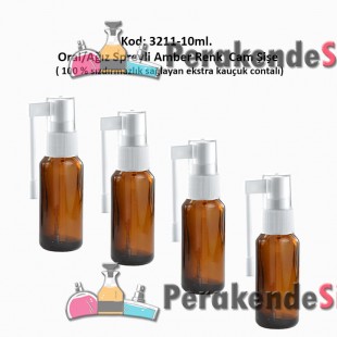 10ml. Ağız Spreyli Amber Renk Cam Şişe Kod:3211 