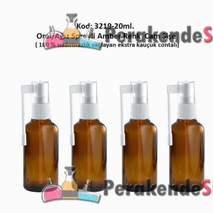 20ml. Ağız Spreyli Amber Renk Cam Şişe Kod: 3219 