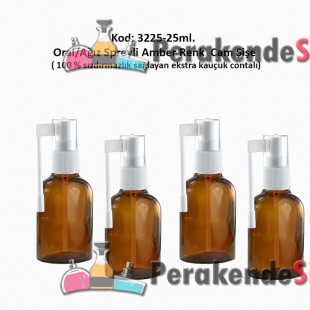25ml. Ağız Spreyli Amber Renk Cam Şişe Kod: 3225 