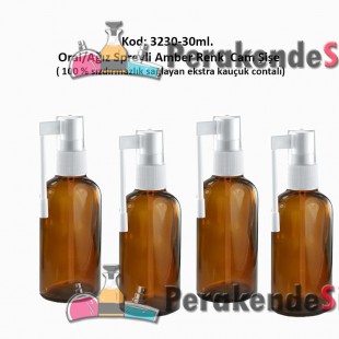 30ml. Ağız Spreyli Amber Renk Cam Şişe Kod: 3230 