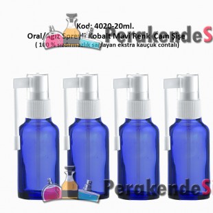 20ml. Ağız Spreyli Kobalt Mavi Cam Şişe Kod 4020 