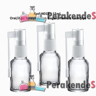 15ml. Ağız Spreyli Renksiz Cam Şişe Kod 4015