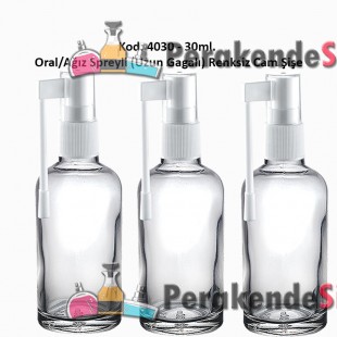30ml. Ağız Spreyli Renksiz Cam Şişe Kod: 4030 