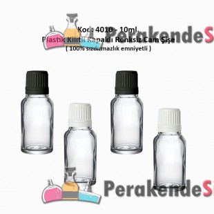 Kilitli Kapaklı Renksiz Cam Şişe 10ml Kod: 4010 