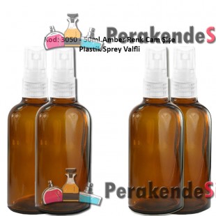 50ml. Plastik Spreyli Amber Cam Şişe Kod: 3050 