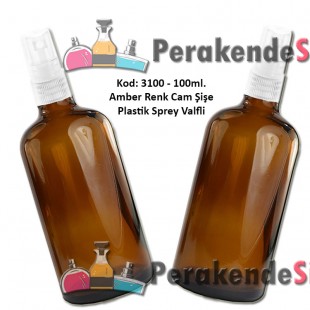 100ml. Plastik Spreyli Amber Cam Şişe Kod 3100