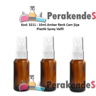 10ml. Plastik Spreyli Amber Cam Şişe Kod: 3211 