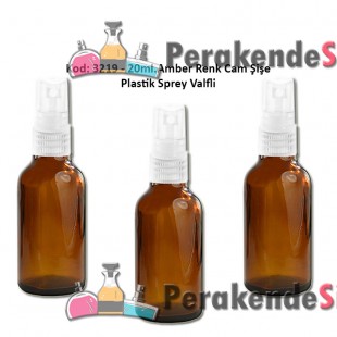 20ml. Plastik Spreyli Amber Cam Şişe Kod: 3219 