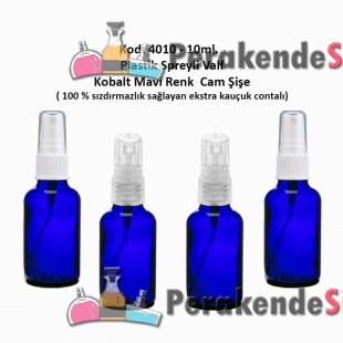 10ml. Plastik Spreyli MAVİ RENK CAM ŞİŞE Kod: 4010