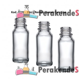 20ml. Renksiz Cam Şişe Kod:4020 