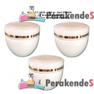 Sert Plastik 20 gr PP Krem Kavanozu Altın Yaldız Kapaklı CJ-1020 - 20gr