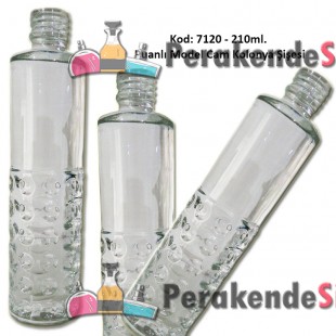 Cam Kolonya Şişesi 220ml Puanlı Desenli Kapaksız Kod 7120